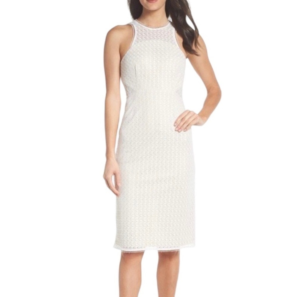 NSR‎ Nina Lace Sheath Dress White Nude Cutout Back Women’s Small Nordstrom NWT